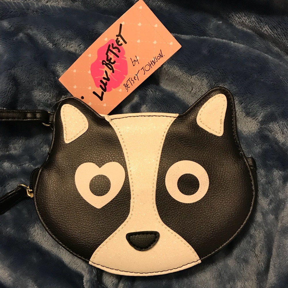 Betsey Johnson Cat Or Dog Coin Purse Wristlet NWT